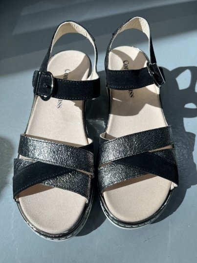 Sandalia anatómica plata/negro