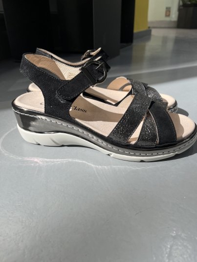 Sandalia anatómica plata/negro