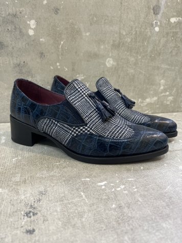 ZAPATO AZUL COCO/CUADROS